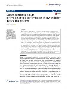 Doped bentonitic grouts for implementing ... - Geothermal Energy