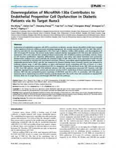 Downregulation of MicroRNA-130a Contributes to Endothelial ... - PLOS