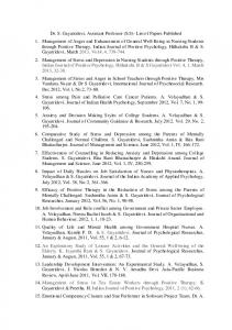 Dr. S. Gayatridevi, Assistant Professor (SS)- List of Papers Published ...