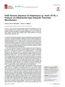 Draft genome sequence of Streptomyces sp. strain JV178, a producer ...