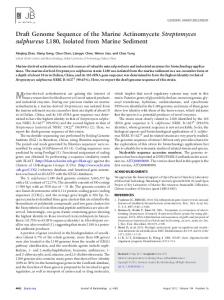 Draft Genome Sequence of the Marine Actinomycete Streptomyces ...