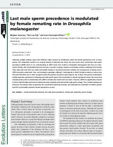 Drosophila melanogaster - Wiley Online Library