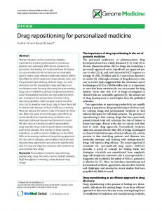 Drug repositioning for personalized medicine - CiteSeerX