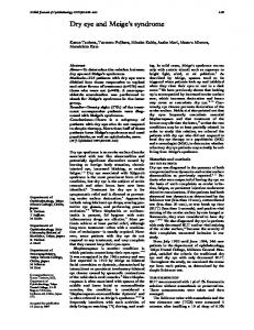 Dry eye and Meige's syndrome - NCBI