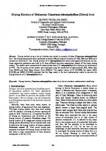 Drying Kinetics of Malaysian Canarium odontophyllum (Dabai ... - wseas