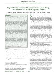 Dryland Pea Production and Water Use Responses to Tillage, Crop