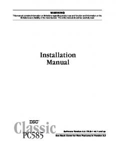 DSC PC-585 Installation Manual - Alsec