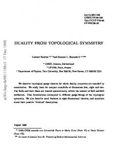 DUALITY FROM TOPOLOGICAL SYMMETRY