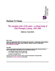 Durham E-Theses - Durham University