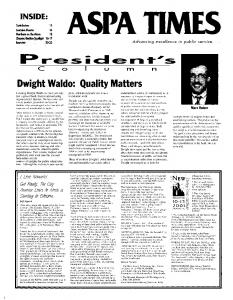 Dwight Waldo: Quality Matters.