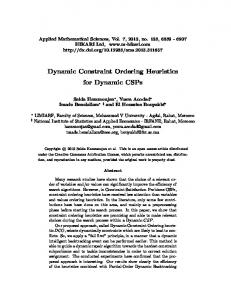 Dynamic Constraint Ordering Heuristics for Dynamic CSPs - m-hikari