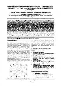 dynamic virtual machine load balancing in cloud network - IRAJ