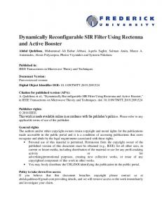 Dynamically Reconfigurable SIR Filter Using