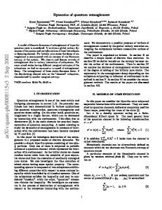 Dynamics of quantum entanglement