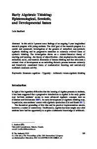 Early Algebraic Thinking: Epistemological, Semiotic ... - Springer Link