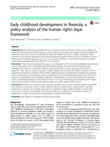 Early childhood development in Rwanda: a policy analysis of the ...