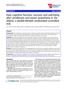 Early cognitive function, recovery and well-being after ... - BioMedSearch