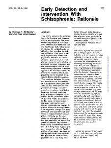 Early Detection and Intervention With Schizophrenia ...