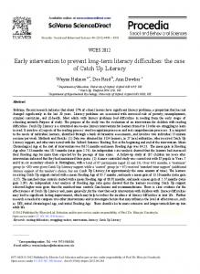 Early Intervention to Prevent Long-Term Literacy