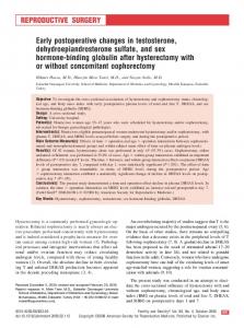 Early postoperative changes in testosterone