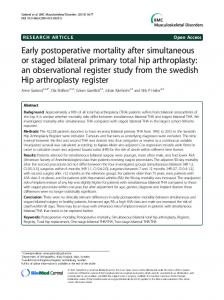 Early postoperative mortality after simultaneous or ... - Springer Link