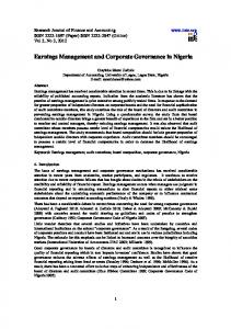 Earnings Management and Corporate Governance in Nigeria