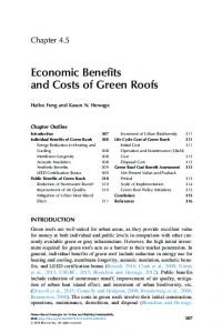 Economic Benefits and Costs of Green Roofs