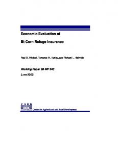 Economic Evaluation of Bt Corn Refuge Insurance - AgEcon Search