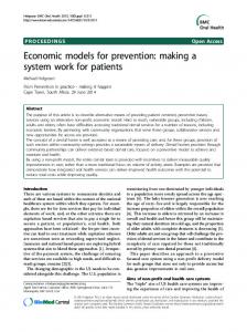 Economic models for prevention: making a system work for patients ...
