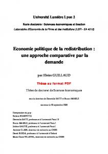 Economie politique de la redistribution : une approche comparative ...