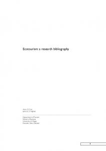 Ecotourism Bibliography - CiteSeerX