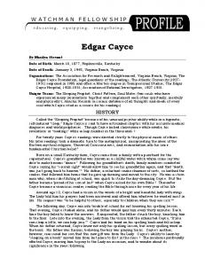 Edgar Cayce Profile - Watchman Fellowship