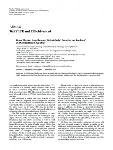 Editorial 3GPP LTE and LTE-Advanced