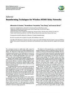 Editorial Beamforming Techniques for Wireless MIMO Relay ... - Hindawi