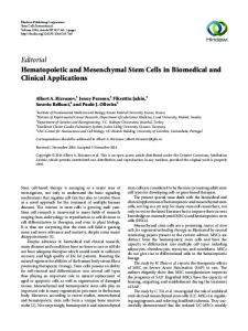 Editorial Hematopoietic and Mesenchymal Stem Cells in ... - Hindawi