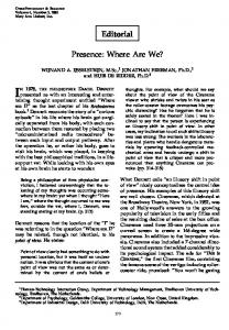 Editorial: Presence: Where Are We? - Semantic Scholar