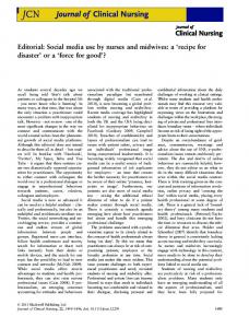 Editorial: Social media use by nurses and ... - Wiley Online Library