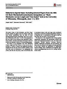 Editorial to Special Issue: Including Selected Papers ... - Springer Link