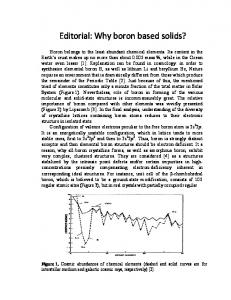 Editorial: Why boron based solids?