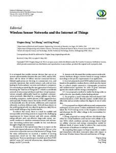 Editorial Wireless Sensor Networks and the Internet