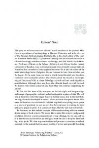 Editors' Note - Asian Ethnology