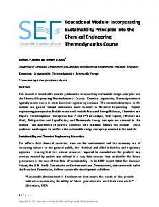 Educational Module: Incorporating Sustainability Principles into the ...