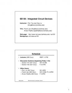 EE130: Integrated Circuit Devices