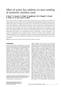 Effect of active flux addition on laser welding of austenitic stainless steel