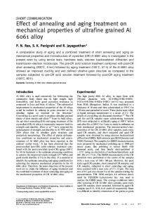 Effect of annealing and aging treatment on mechanical properties of ...