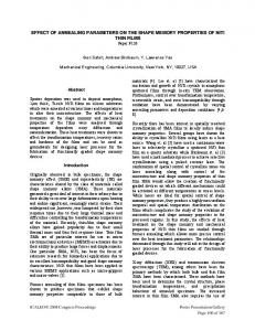 Effect of Annealing Parameters on the Shape Memory Properties - AML