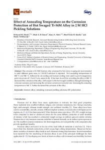 Effect of Annealing Temperature on the Corrosion Protection of ... - MDPI