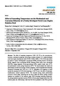 Effect of Annealing Temperature on the Mechanical and ... - MDPI