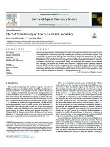 Effect of Aromatherapy on Equine Heart Rate Variability