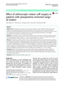 Effect of arthroscopic rotator cuff surgery in patients with preoperative ...